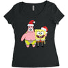 spongebob squarepants and patrick christmas Women's Triblend Scoop T-shirt