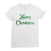 merry christmas green glitter Ladies Fitted T-Shirt
