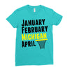 January February Michigan April - March Madness Basketball Ladies Fitted T-Shirt