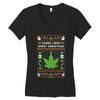 smoke weed every christmas Women's V-Neck T-Shirt