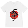 sun dragon with pearl   black red white V-Neck Tee
