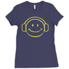 smiley dj techno,club,dance,music,rave retro Ladies Fitted T-Shirt