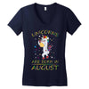 UNICORNS ARE BORN IN AUGUST Women's V-Neck T-Shirt