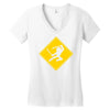 ninja crossing sign Women's V-Neck T-Shirt