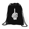 Flipping Someone Off Drawstring Bags
