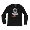 disc golf frisbee leaning on target basket innova Long Sleeve Shirts