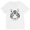 white tiger black print V-Neck Tee