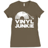vinyl junkie white logo Ladies Fitted T-Shirt