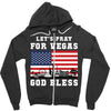 Lets Pray For Vegas, God Bless Zipper Hoodie