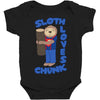 sloth loves chunk Baby Bodysuit