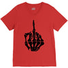 middle finger skeleton bone skull grafitti art V-Neck Tee