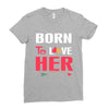 couple tshirt   born to love her Ladies Fitted T-Shirt