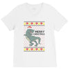 ugly dinosaur merry christmas V-Neck Tee