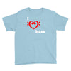 i love heart bass guitar music Youth Tee
