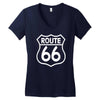 route 66 stampa bianca starda america sport Women's V-Neck T-Shirt