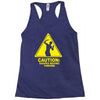 caution shapes being thrown printed Racerback Tank