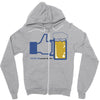 facebook parody beer thumbs up   people like this mens white t shirt Zipper Hoodie