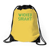 wicked smaht funny Drawstring Bags