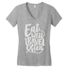 eat well travel often Women's V-Neck T-Shirt