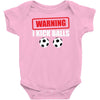 warning i kick balls Baby Onesie