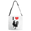 i love cock Adjustable Strap Totes