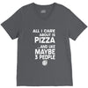care about pizza and 3 people girls V-Neck Tee