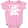 if found on ground please drag across finish line Baby Onesie