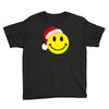 smiley face wears santa hat merry christmas Youth Tee