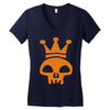 king skull emo club pirate dance music reggae Women's V-Neck T-Shirt