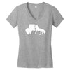 b&auml;r vs einhor  funny Women's V-Neck T-Shirt