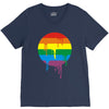 rainbow colored stripes dot running splashes V-Neck Tee