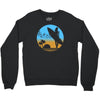 beach surfer silhouette birds sand waves palm Crewneck Sweatshirt