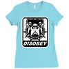 bull dog disobey Ladies Fitted T-Shirt