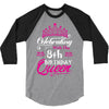 Celebrating With the 8th Birthday Queen 3/4 Sleeve Shirt