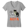This Girl Loves Her Akita Women's V-Neck T-Shirt