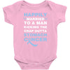 happily married to a man kicking the crap outta stomach cancer Baby Bodysuit