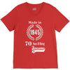 made in 1945 70 years of being awesome V-Neck Tee