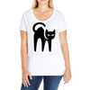 cat black Ladies Curvy T-Shirt