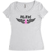 angel wing believe breast cancer Women's Triblend Scoop T-shirt