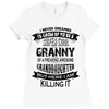 Super Cool Granny Of A Freaking Awesome Granddaughter Ladies Fitted T-Shirt