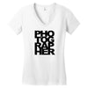 photographer camera photography modern text photos scrapbook geek t sh Women's V-Neck T-Shirt