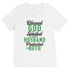 blessed god by spoiled by my husband protected by both V-Neck Tee