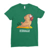 yoga pug exhale Ladies Fitted T-Shirt