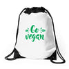go vegan Drawstring Bags