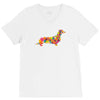 dachshund flower 2 V-Neck Tee