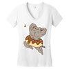 Pusheen the Cat Muscular with Donut Women's V-Neck T-Shirt