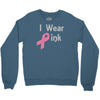 junior's breast cancer awareness i wear pink Crewneck Sweatshirt