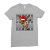 christmas reindeer dabbing Ladies Fitted T-Shirt
