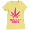 Support Breast Cancer Awareness With A Pink Cannabis Leaf Ladies Fitted T-Shirt