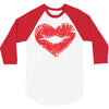 lip print heart 3/4 Sleeve Shirt